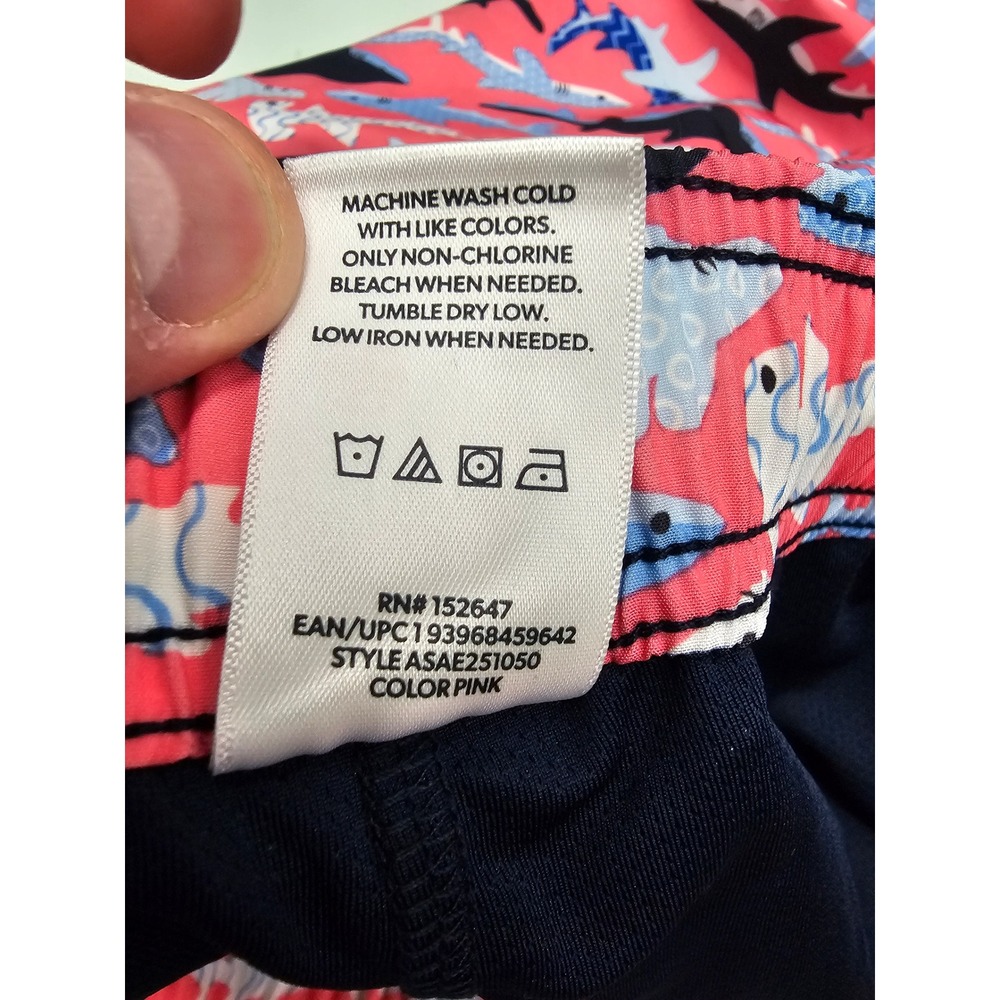 Member's Mark Mens Resort Swim Trunks Pink Poly Blend Shark Casual Size Large - Picture 4 of 5